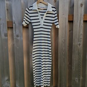 Caroline Constas Navy and White Striped Sweater Dress